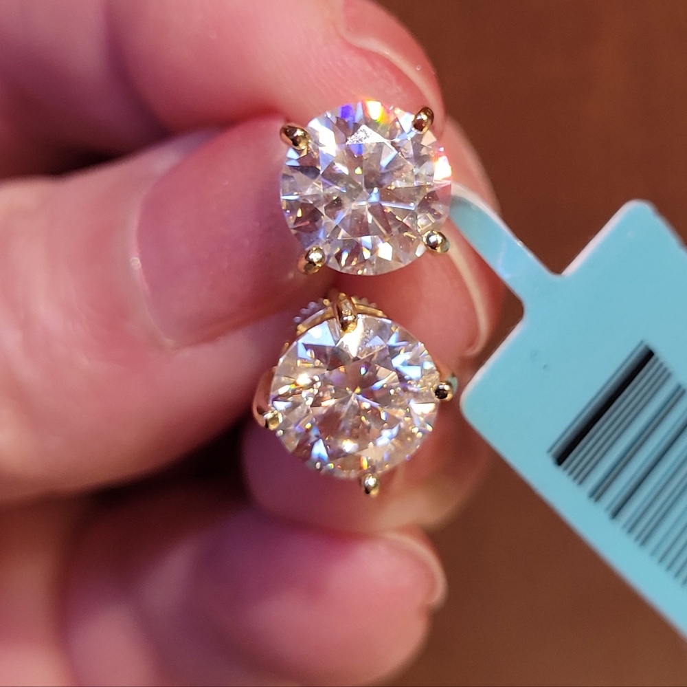 Moissanite 9mm Screwback Stud Earrings, 6 Carat Total (3 Carat Each).